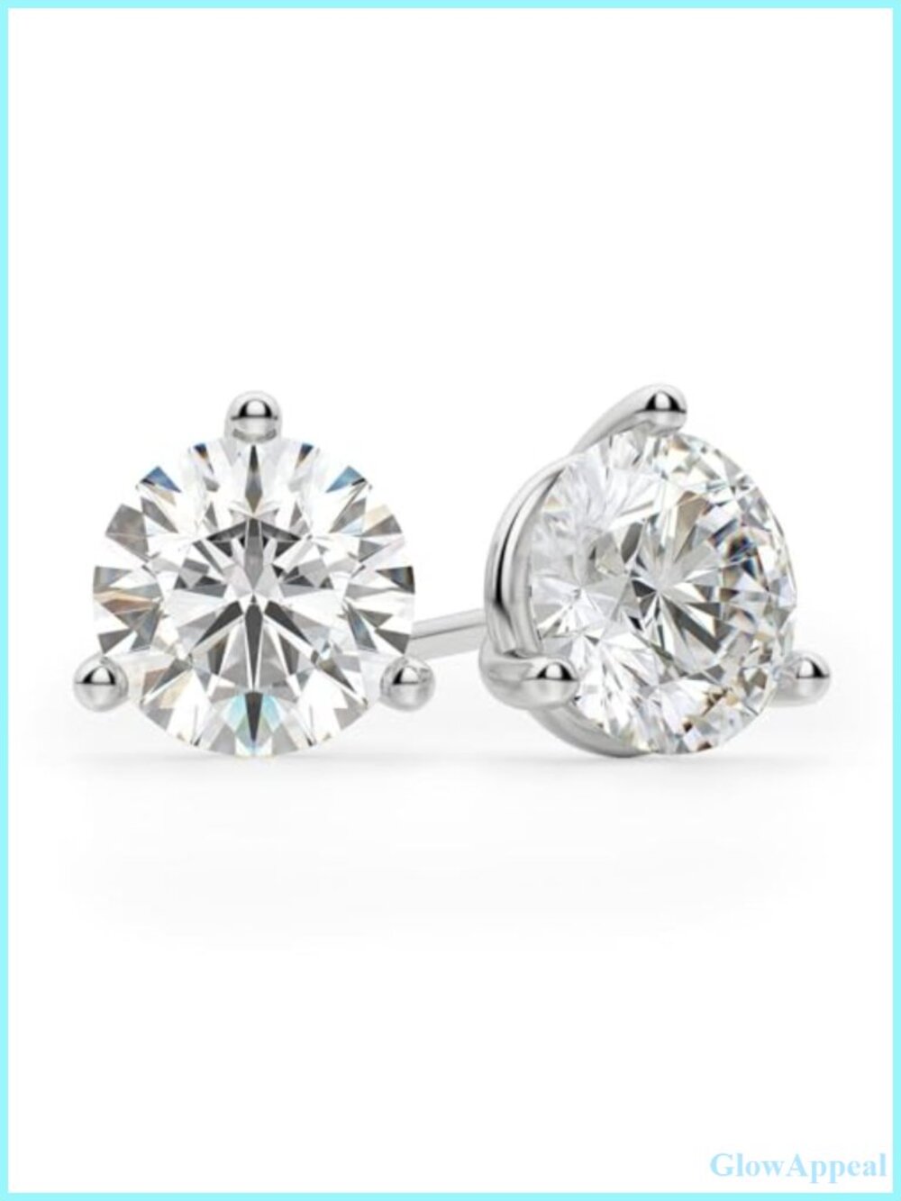 14K White Gold Plated 6mm Round Cut Simulated Diamond Solitaire Stud Earrings